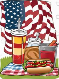 Hot Dog clipart - hot dog in a picnic setting  clipart