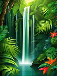 Nature Background - Waterfall in the Rainforest wallpaper, abstract art style, patterns, intricate