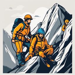 Mountaineer's Support Team clipart - A team assisting a climber, ,vector color clipart,minimal