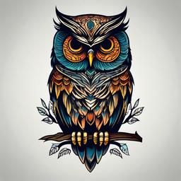 skeleton owl tattoo  simple vector color tattoo