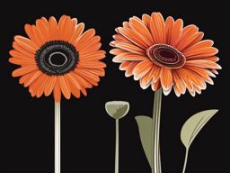 Gerbera Daisy Clip Art - A vibrant gerbera daisy in orange hues,  color vector clipart, minimal style