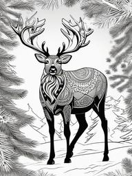 Coloring Pages Christmas Reindeer  outling,coloring pages,black and whit