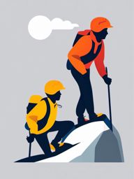 Mountain Climbing Summit Team Clipart - A team of climbers reaching a mountain summit.  color vector clipart, minimal style