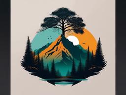 mountain with tree tattoo  simple vector color tattoo
