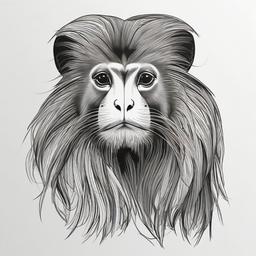 drawing of a golden lion tamarin  minimal rough sketch scribbles,doodles,black and white