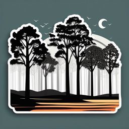 Tree Line Sticker - Line of trees on the horizon, ,vector color sticker art,minimal
