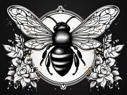 bee with crown tattoo  vector tattoo design