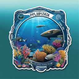 Philippine Tubbataha Reefs Natural Park sticker- UNESCO World Heritage Site for marine biodiversity, , sticker vector art, minimalist design