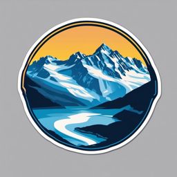 Aletsch Glacier sticker- Longest glacier in the Alps, , sticker vector art, minimalist design