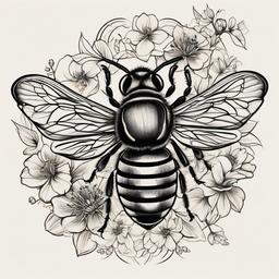 honey and bee tattoo  vector tattoo design