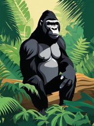 Gorilla clipart - Strong and intelligent primate in the jungle, ,vector color clipart,minimal