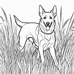 Summer Coloring Pages - Dog running through a field of tall grass  simple coloring pages