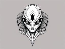 Alien Tattoo Small - Delicate yet powerful, a small alien tattoo makes a statement.  simple color tattoo,vector style,white background