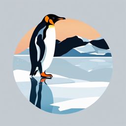 Penguin Clipart - Penguin waddling on the icy Antarctic landscape , minimal, 2d