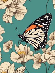 Butterfly on a Flower clipart - Butterfly perched on a flower, ,vector color clipart,minimal