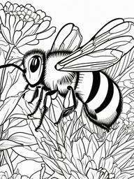 Bumble Bee Coloring Pages - Bumble Bee with a worker bee  simple coloring pages