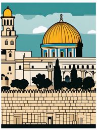 Jerusalem clipart - Western Wall and Dome of the Rock in Israel, ,color clipart vector style