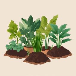 Plant clipart - vegetable plants in a community garden  color,minimalist,vector clipart