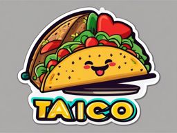 Taco Sticker - Mexican cuisine love, ,vector color sticker art,minimal