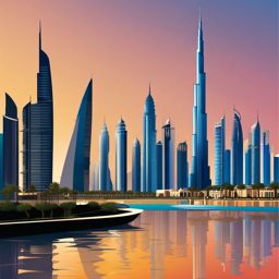 Dubai clipart - Burj Khalifa and luxury skyscrapers in Dubai,  color vector clipart