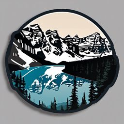 Moraine Lake sticker- Glacially-fed lake in the Canadian Rockies, , sticker vector art, minimalist design