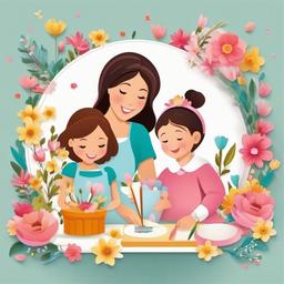 Happy Mothers Day clipart - children crafting for Mother's Day  