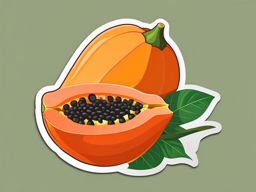 Papaya Fruit Sticker - Exotic and flavorful, a papaya fruit-shaped delight, , sticker vector art, minimalist design