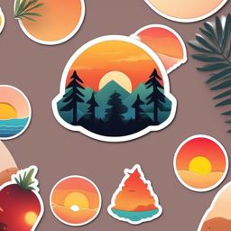 Romantic Sunset Emoji Sticker - Basking in the warm hues of love, , sticker vector art, minimalist design