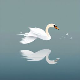 Swan Gliding on Reflective Lake Emoji Sticker - Graceful waterfowl in serene waters, , sticker vector art, minimalist design