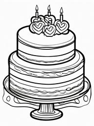 Cake Coloring Pages - Heart-shaped cake for Valentine's Day  simple coloring pages