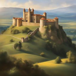 forgotten castles of león - create an artwork that highlights the forgotten castles of león, perched atop rolling hills and steeped in history. 