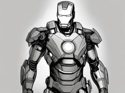 drawing of Iron Man with a sidekick  minimal rough sketch scribbles,doodles,black and white