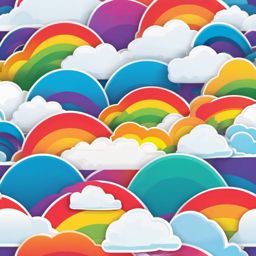 Cloud with rainbow sticker- Color spectrum, , sticker vector art, minimalist design
