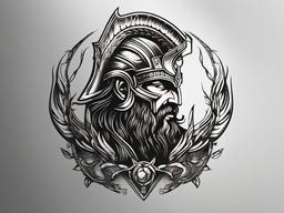 God Ares Tattoo - A tattoo featuring Ares, the god of war, with divine and powerful imagery.  simple color tattoo design,white background