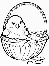 Easter Egg Coloring Pages - Cartoon chick hatching from an egg  simple coloring pages