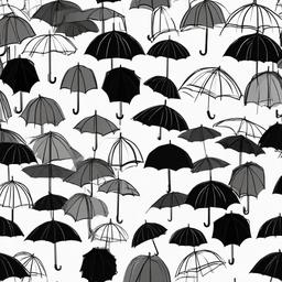 drawings of umbrellas  minimal rough sketch scribbles,doodles,black and white