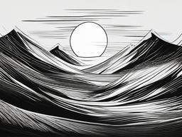 drawing of a rising sun  minimal rough sketch scribbles,doodles,black and white