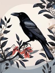 crow bird tattoo  simple vector color tattoo