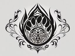 Tribal-style bear paw ink. Cultural nature connection.  minimal color tattoo design