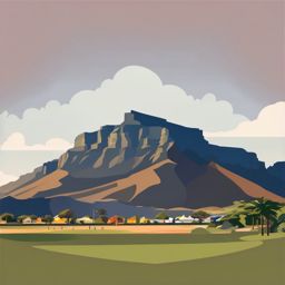 Table Mountain clipart - Flat-topped mountain in Cape Town, South Africa, ,color clipart vector style