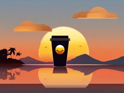Sunrise and Coffee Emoji Sticker - Early morning serenity, , sticker vector art, minimalist design