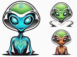Funny Alien Tattoo - Infuse humor into your body art with a funny and playful alien tattoo.  simple color tattoo,vector style,white background