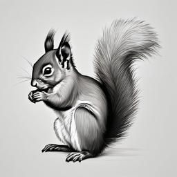 pencil drawing of squirrel  minimal rough sketch scribbles,doodles,black and white