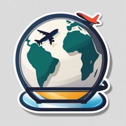 Airport Terminal and Globe Emoji Sticker - International travel hub, , sticker vector art, minimalist design