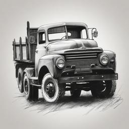 drawing of a vintage truck  minimal rough sketch scribbles,doodles,black and white