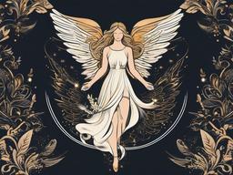 Guardian Angel Fairy Tattoo - A whimsical twist on celestial guardianship.  minimalist color tattoo, vector