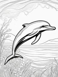 Bottlenose Dolphin Coloring Pages - Friendly Playful Marine Mammal  black outline printable sheet, coloring page