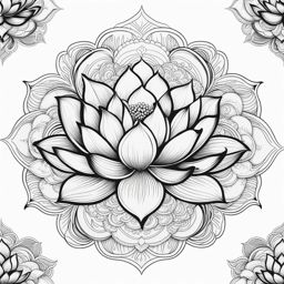 Lotus flower tattoo, Tattoos showcasing the elegant lotus flower, symbolizing purity and enlightenment. colors, tattoo patterns, clean white background