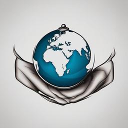 Small Globe Tattoo - A charming and compact globe tattoo design.  simple color tattoo design,white background