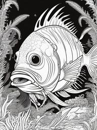 Sea Animal Coloring Pages - Anglerfish with its bioluminescent lure  simple coloring pages